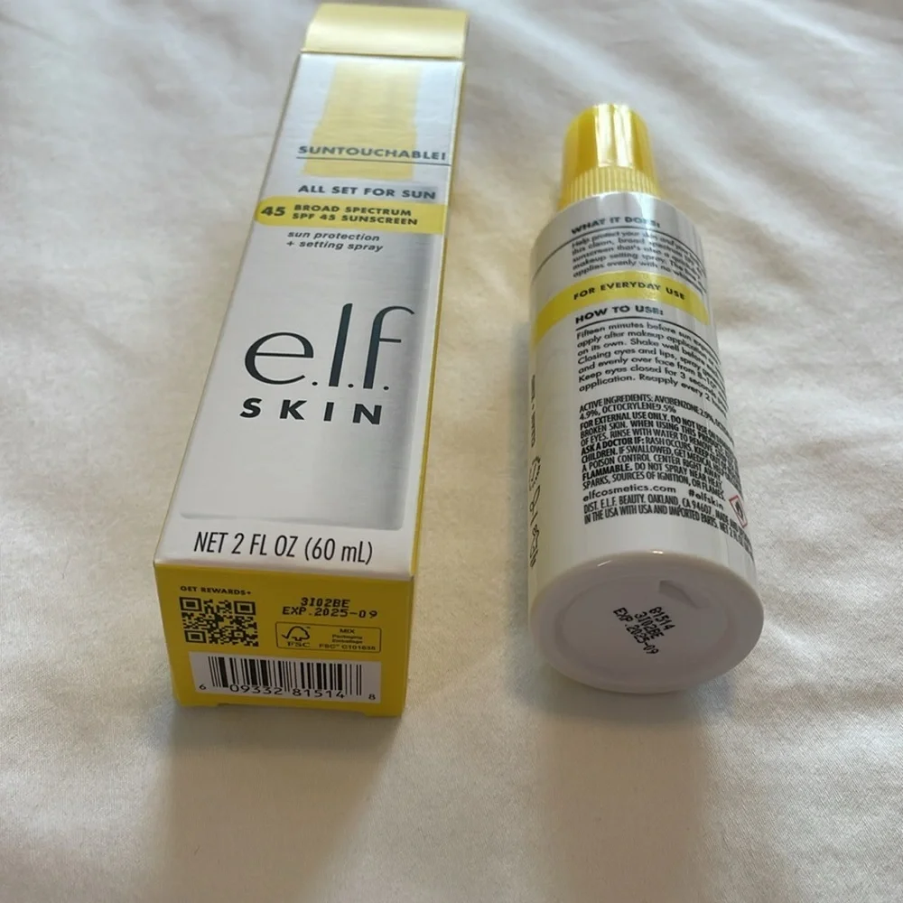 e.l.f. Suntouchables All Set For Sun 45 SPF  Sun Protection and‎ Setting Spray.